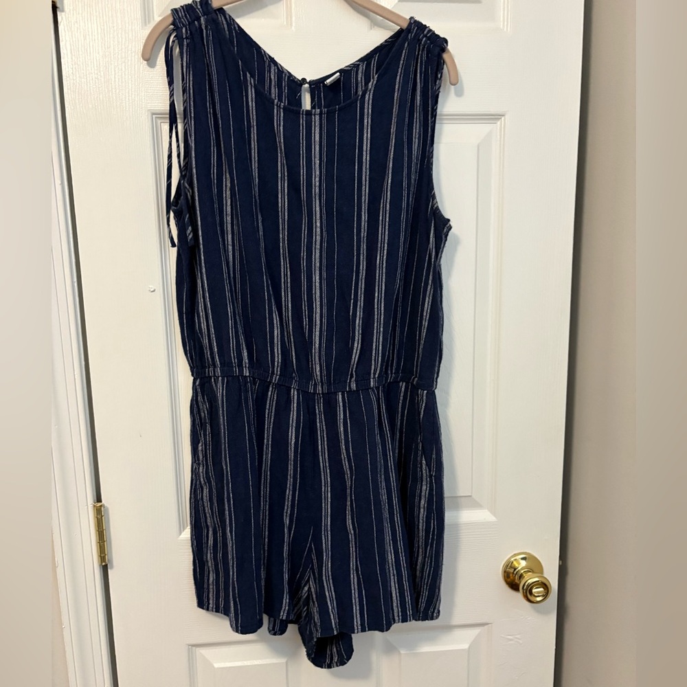 Old Navy Dark Blue and White Striped Romper